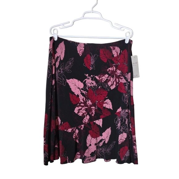 Claudia Richard Skirt Womens XL Floral Mini Elastic Waist Office Party - Picture 1 of 9